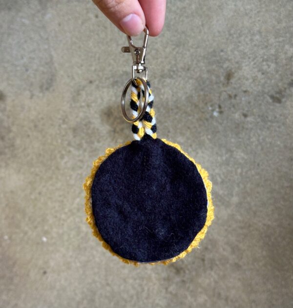 Tufted Smiley Face Key Ring / Bag Charm (Yellow) - Image 3