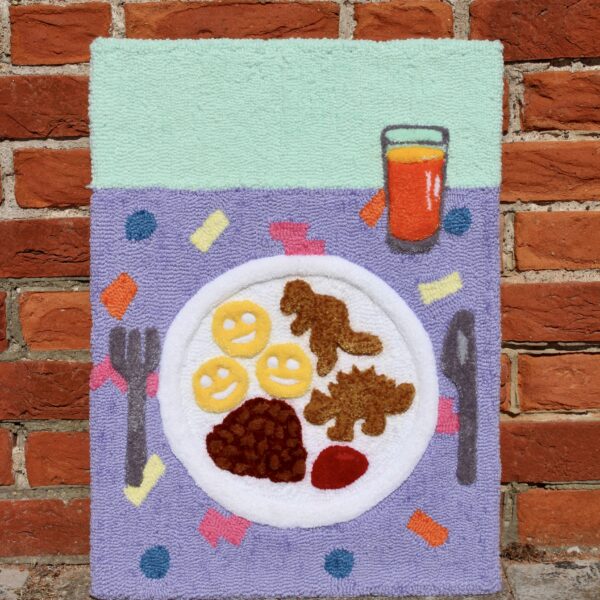 Tufted 90s Kids Dinner Wall Art Hanging (Turkey Dinosaurs and Smiley Faces) 