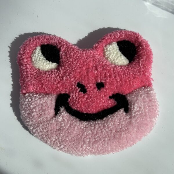 Tufted Pink Frog Mug Rug - Image 2