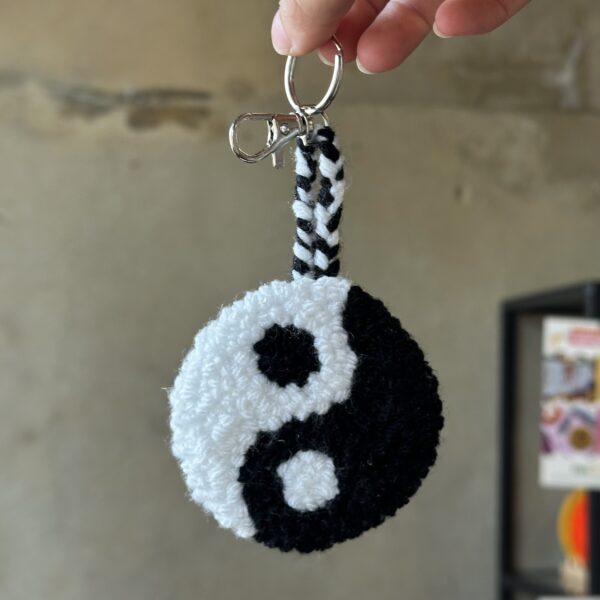 Tufted Yin Yang Key Ring / Bag Charm