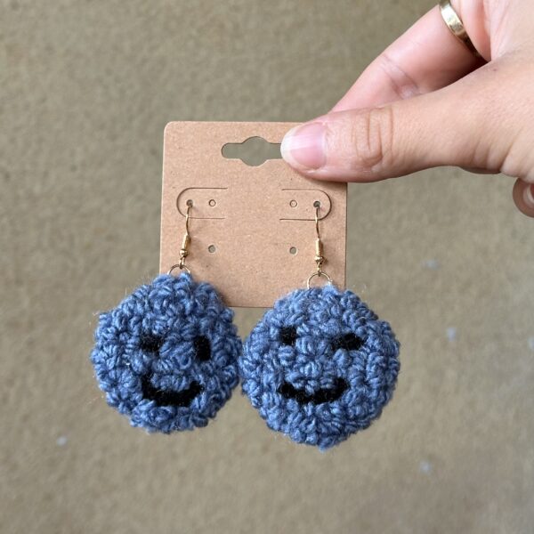 Tufted Blue Happy Earrings (Gold)