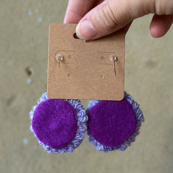 Tufted Purple Happy Earrings (Gold) - Image 2