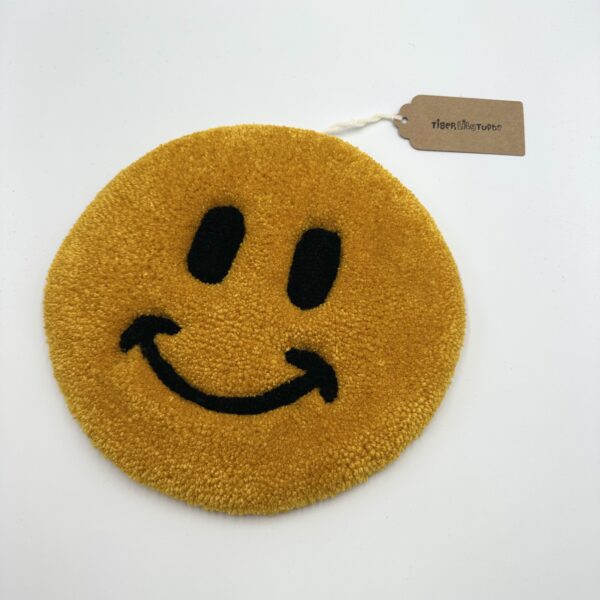 Tufted Yellow Happy Face Wall Hanging - Image 2