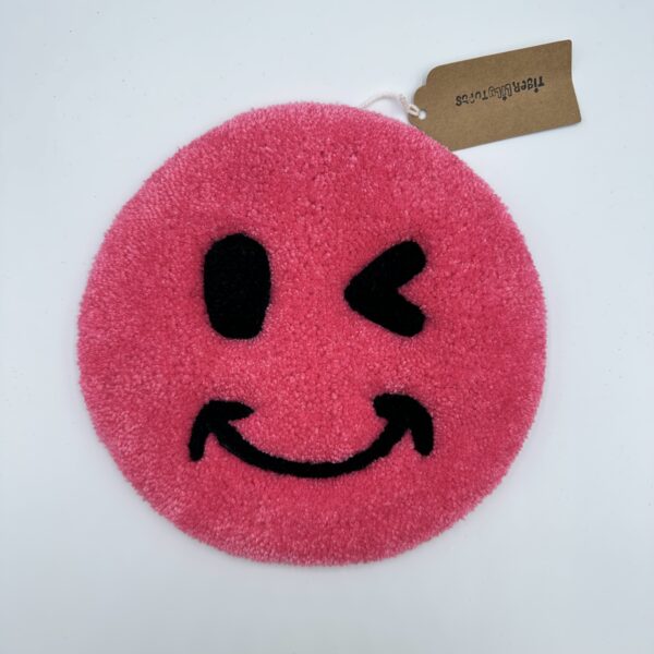 Tufted Pink Wink Face Wall Hanging - Image 2