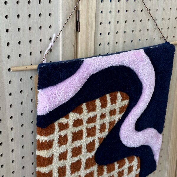 Tufted Checkerboard Abstract Wall Hanging - Image 4