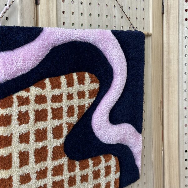 Tufted Checkerboard Abstract Wall Hanging - Image 3