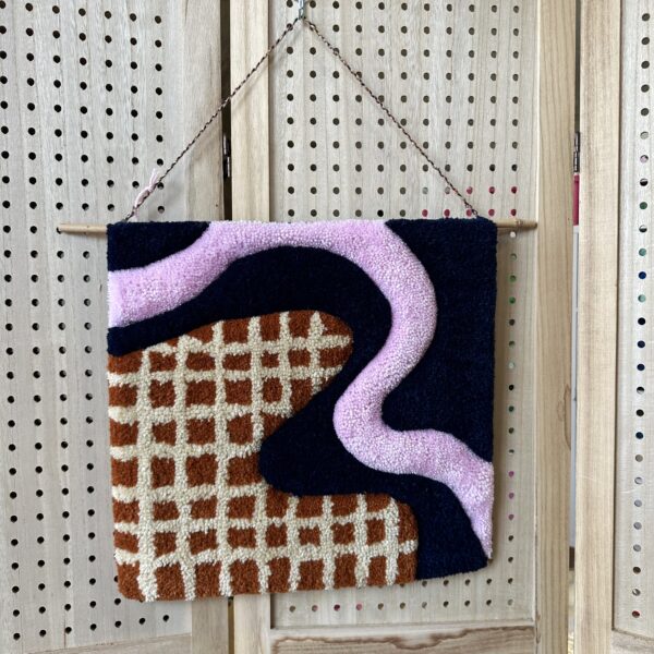 Tufted Checkerboard Abstract Wall Hanging