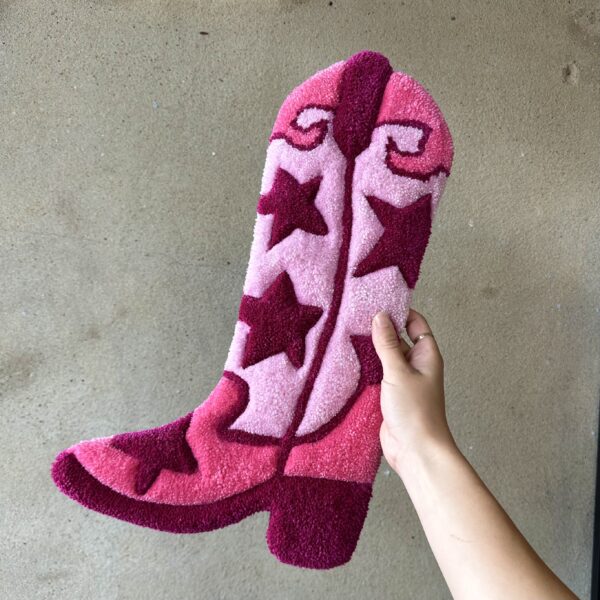 Tufted Pink Star Cowboy Boot Wall Hanging