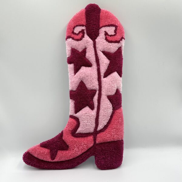 Tufted Pink Star Cowboy Boot Wall Hanging - Image 2