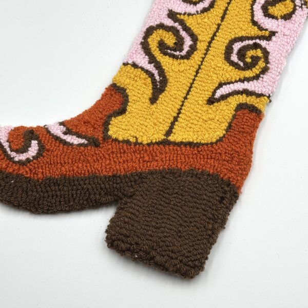 Tufted Orange & Yellow Cowboy Boot Wall Hanging - Image 4