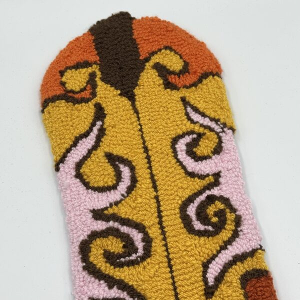 Tufted Orange & Yellow Cowboy Boot Wall Hanging - Image 3