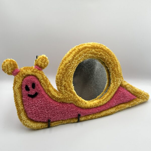 Tufted Pink & Yellow Snail Mirror