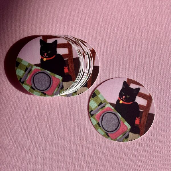 Tufted Cat 'Waiting For Dinner' Matt Vinyl Sticker