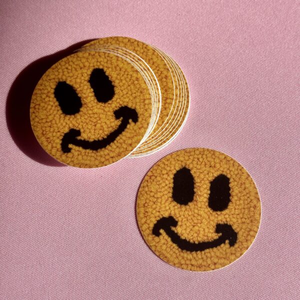 Punch Needle Happy Face Matt Vinyl Sticker