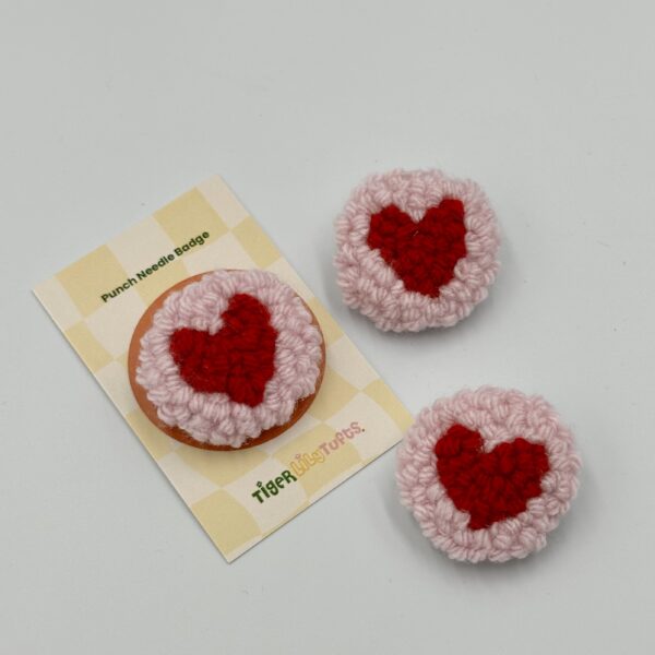 Punch Needle Heart Badge