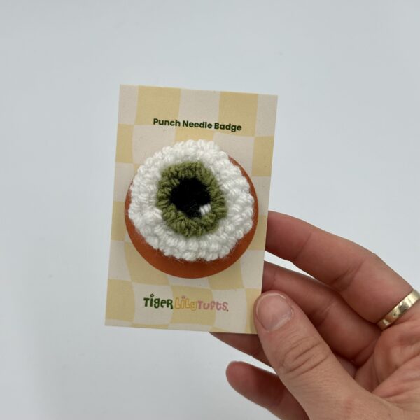 Punch Needle Green Eye Badge