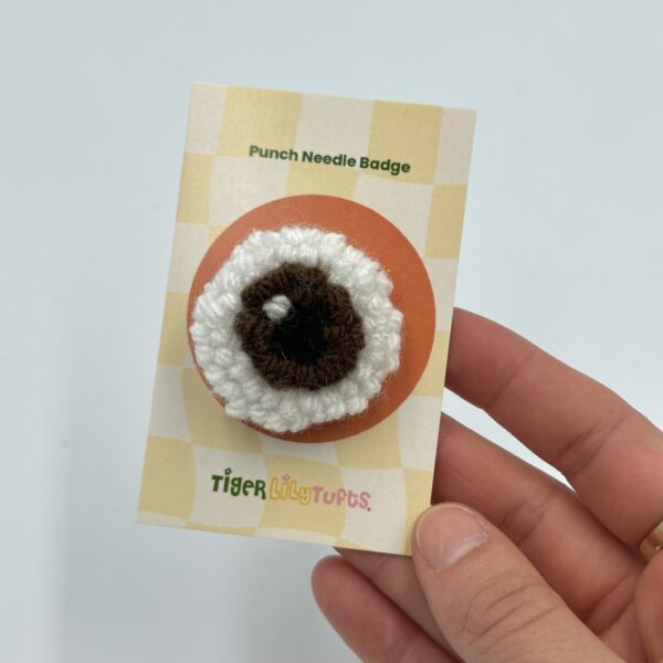 Punch Needle Brown Eye Badge