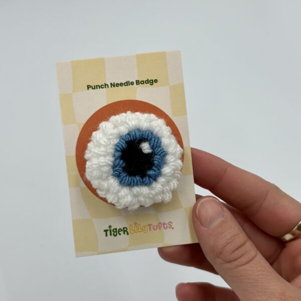 Punch Needle Blue Eye Badge
